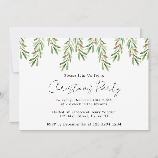 Invitation de fête de Noël, Invitations de fête de (Devant)