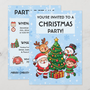 Invitation de fête de Noël Kawaii mignonne pour le