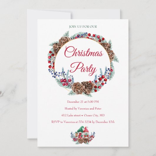 Invitation de fête de Noël mignonne (Devant)