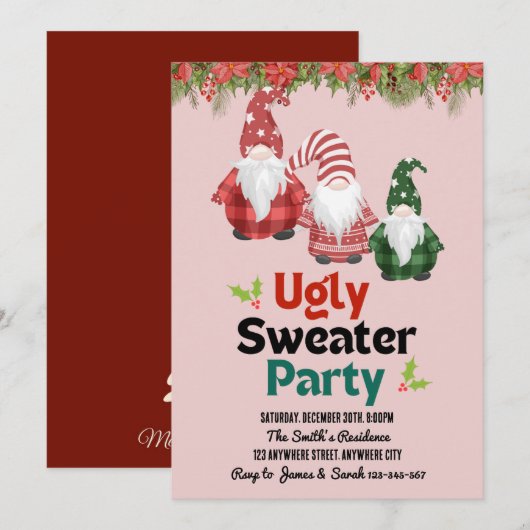 Invitation de fête de Noël moche (Devant / Derrière)