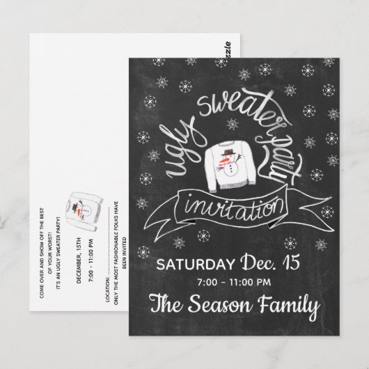 Invitation de fête de Noël moche (Devant / Derrière)