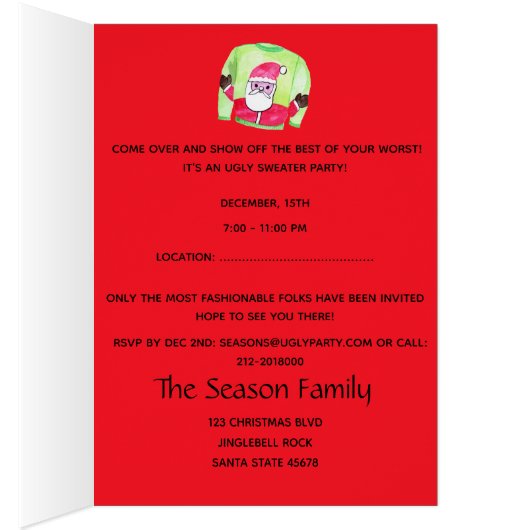 Invitation de fête de Noël moche (Intérieur (Droit))