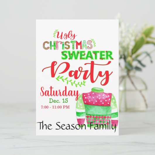 Invitation de fête de Noël moche (Debout devant)