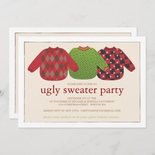 Invitation de fête de Noël moche (Devant / Derrière)