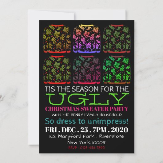 Invitation de fête de Noël moche (Devant)