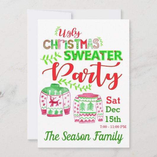 Invitation de fête de Noël moche (Devant)