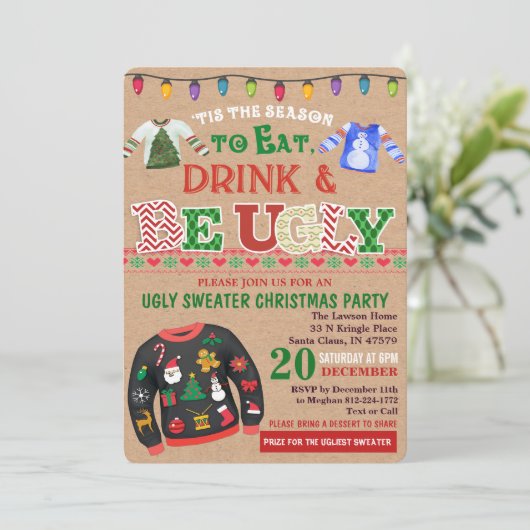 Invitation de fête de Noël moche (Debout devant)