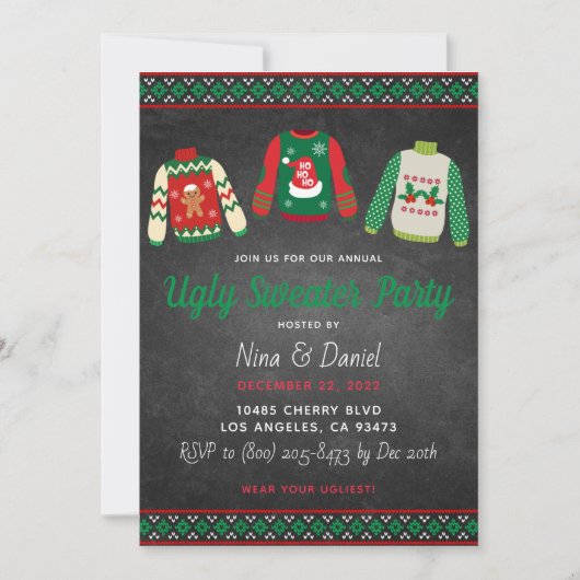 Invitation de fête de Noël moche (Devant)