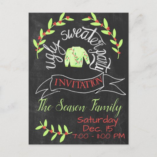Invitation de fête de Noël moche (Devant)
