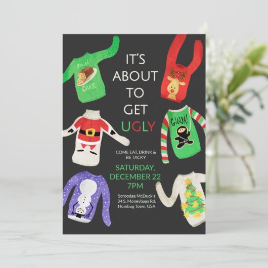 Invitation de fête de Noël moche (Debout devant)