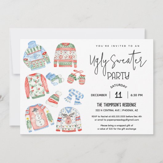 Invitation de fête de Noël moche (Devant)