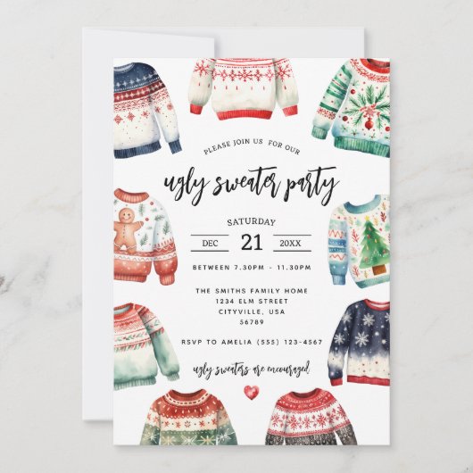 Invitation de fête de Noël moche (Devant)