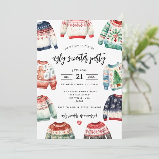 Invitation de fête de Noël moche (Debout devant)