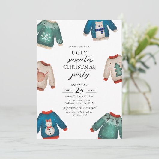 Invitation de fête de Noël moche (Debout devant)