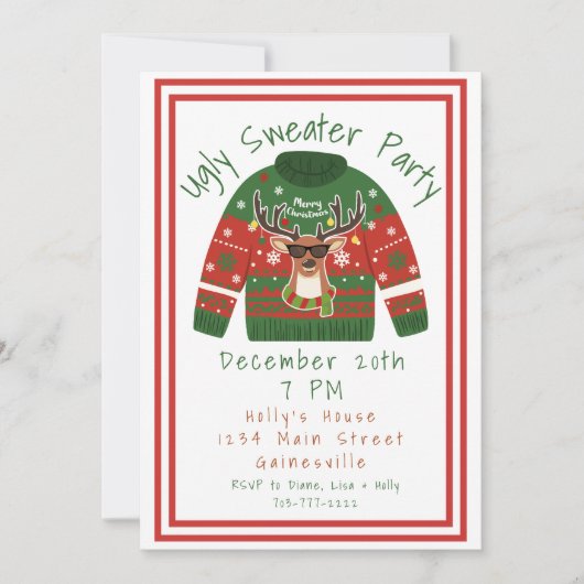 Invitation de fête de Noël moche (Devant)