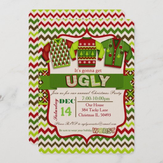 Invitation de fête de Noël moche (Devant / Derrière)