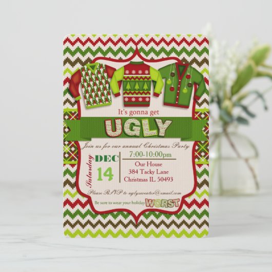 Invitation de fête de Noël moche (Debout devant)