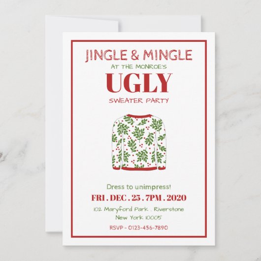 Invitation de fête de Noël moche (Devant)