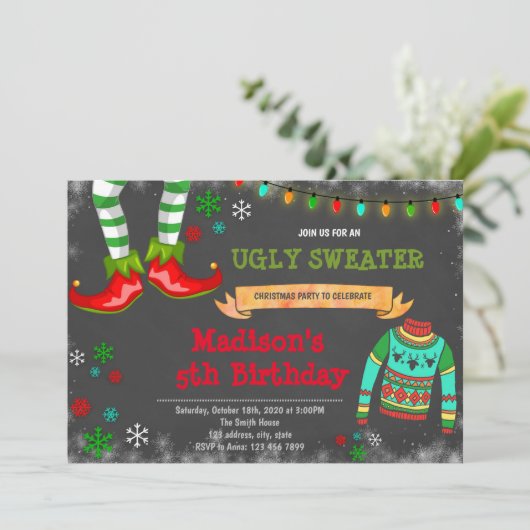 Invitation de fête de Noël moche (Debout devant)