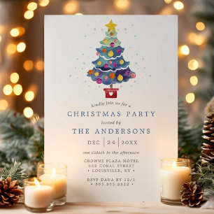 Invitation de fête de Noël moderne à l'aquarelle