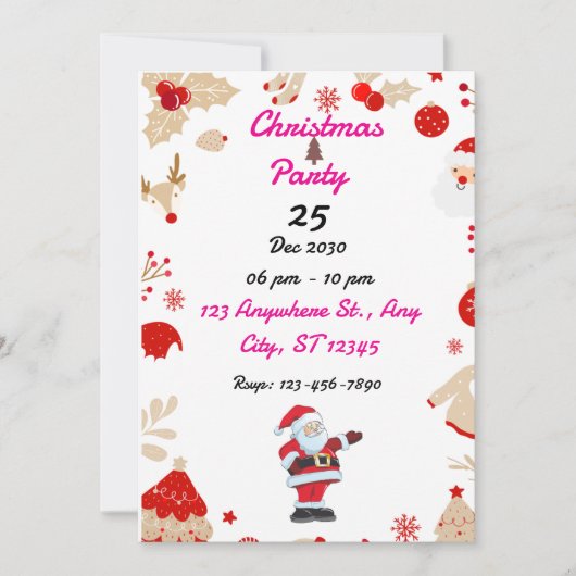 Invitation de fête de Noël MODIFIABLE (Devant)