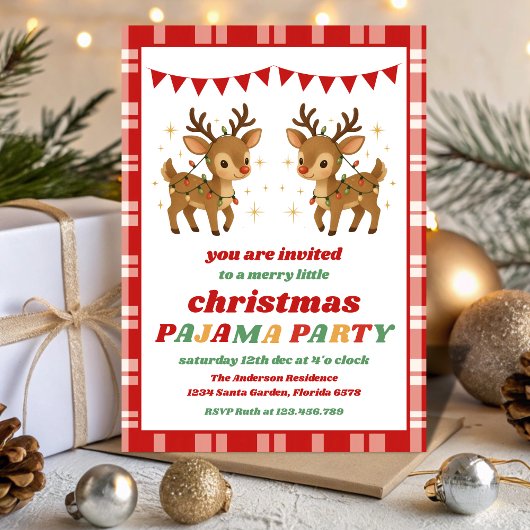 Invitation de fête de Noël modifiable en pyjama de