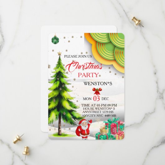 Invitation de fête de Noël modifiable, Imprimable (Devant/Arrière en situation)