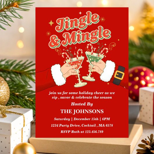 Invitation de fête de Noël modifiable Retro Jingle