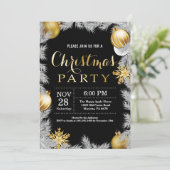Invitation de fête de Noël Noir et Or (Debout devant)