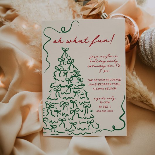 Invitation de fête de Noël Oh Quelle Joie Dessinée