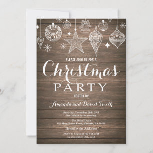 Invitation de fête de Noël Ornement rustique