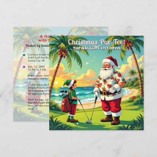 Invitation de fête de Noël Par-Tee Fun Tropical Go (Devant / Derrière)