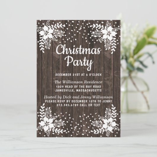 Invitation de fête de Noël Pays rustique Floral (Debout devant)