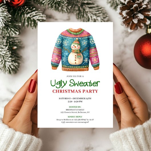 Invitation de fête de Noël pour un pull moche drôl