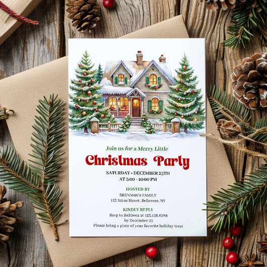 Invitation de fête de Noël pour une maison fantais