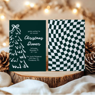 Invitation de fête de Noël rétro dessinée à la mai