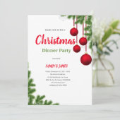 invitation de fête de Noël rouge baubles vertes (Debout devant)