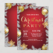 Invitation de fête de Noël Rouge et or (Devant / Derrière)