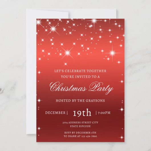 Invitation de fête de Noël rouge luxueuse (Devant)