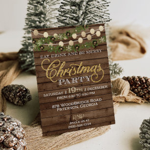 Invitation de fête de Noël rustique