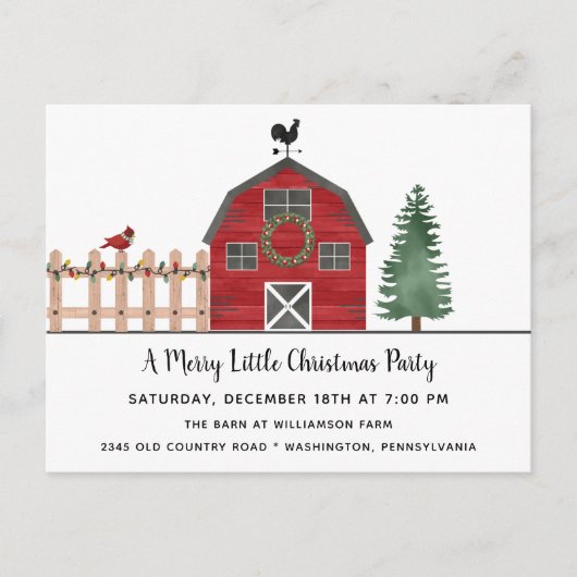 Invitation de fête de Noël rustique à la ferme (Devant)