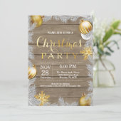 Invitation de fête de Noël Rustique et or (Debout devant)