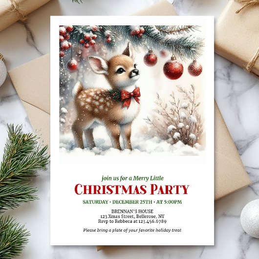 Invitation de fête de Noël scène hivernale de bébé