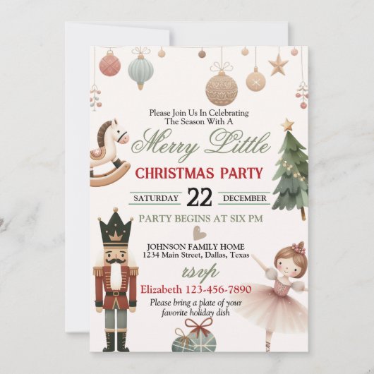 Invitation de fête de Noël sur le thème des vacanc (Devant)