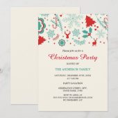 Invitation de fête de Noël verte rouge festive (Devant / Derrière)