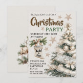 Invitation de fête de Noël vintage blanc (Devant / Derrière)