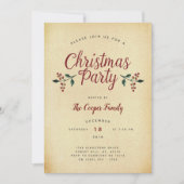 Invitation de fête de Noël Vintage Holly (Devant)