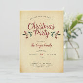 Invitation de fête de Noël Vintage Holly (Debout devant)