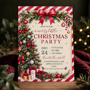 Invitation de fête de Noël vintage rouge vert