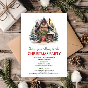 Invitation de fête de Noël vintage scène de vacanc